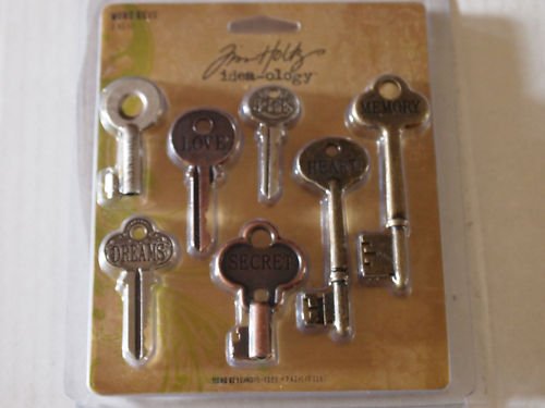 Tim Holtz Idea-Ology Word Keys 7/Pkg, Antique