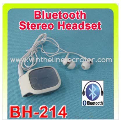 BH-214 bluetooth stereo headset earphone BH214(white) -- Free shipping