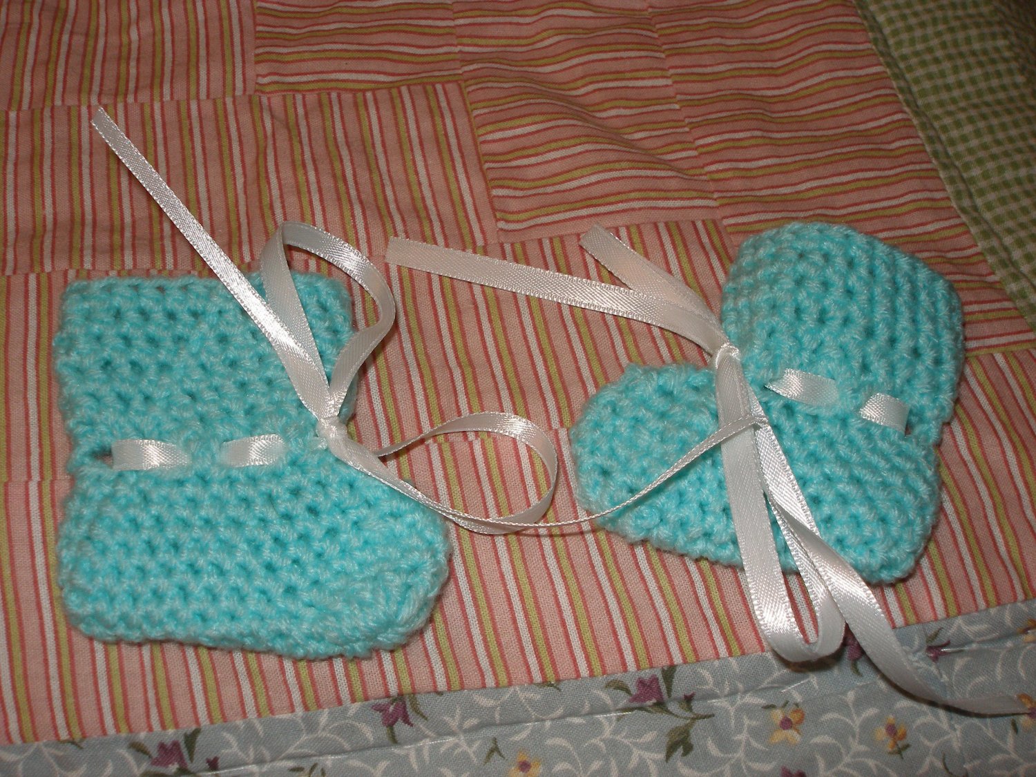 Newborn turquoise booties
