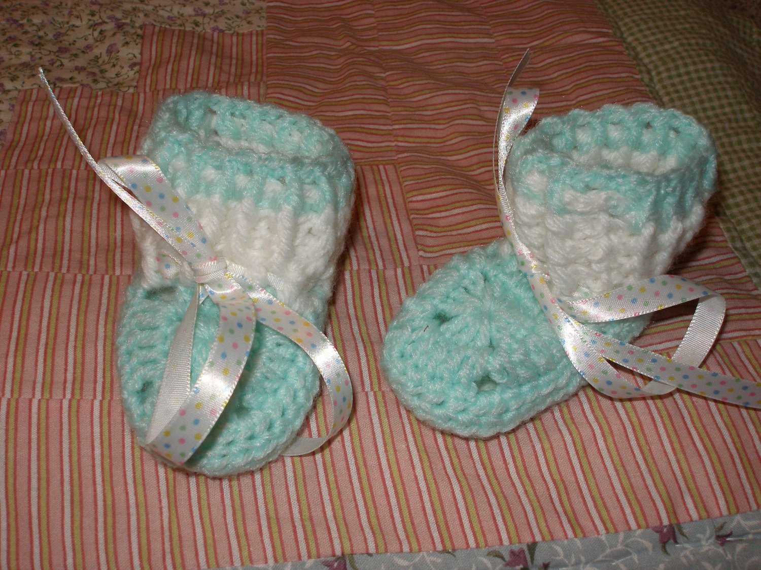 Large Turquiose and white booties