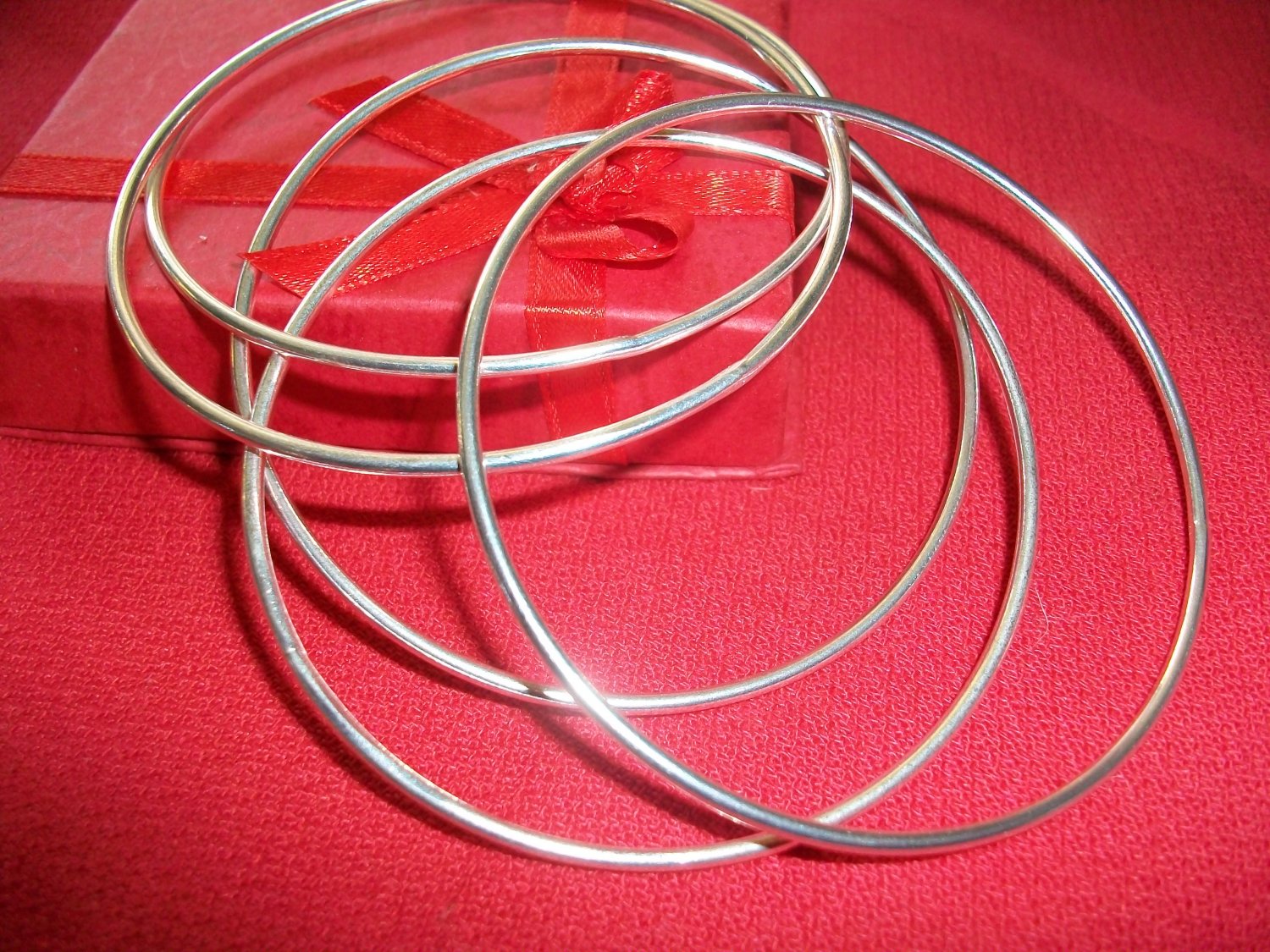 Set of 5 Bangles/Bracelets-Silver Plated