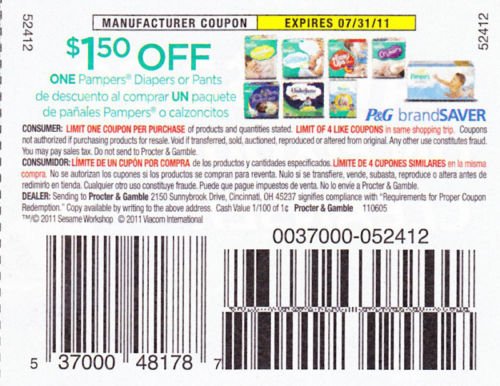 $1.50/1 Pampers Diapers or Pants exp 7/31 - Lot of 20