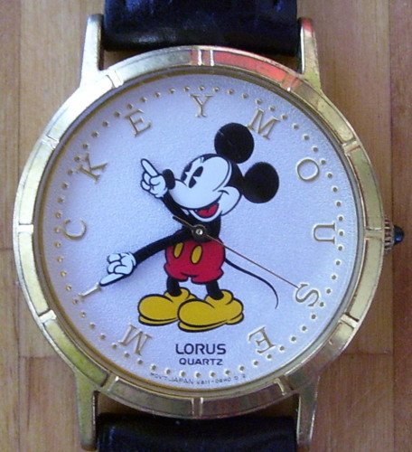 Mickey Mouse Watch by Lorus with Gold Letters-Vintage