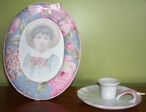 fabric picture frame - floral - pink and blue