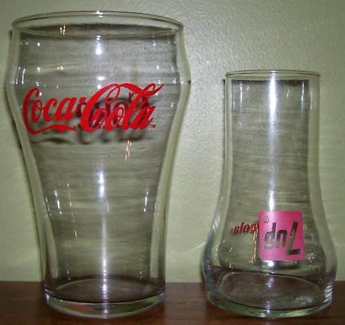 Coca Cola and 7up Glasses - vintage