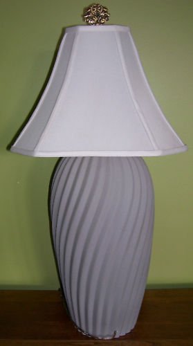 Lamp Base - Grey Ceramic- Swirl Vertical Ribs- vintage