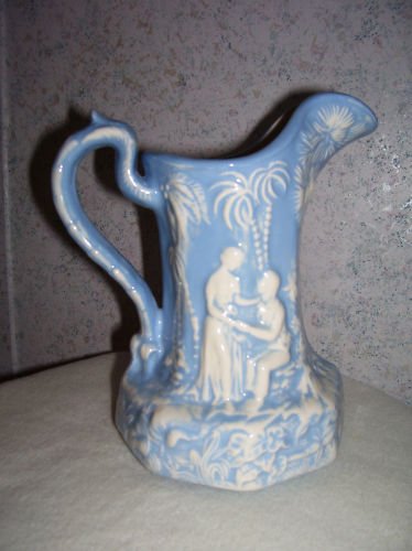 Blue Ceramic Pitcher-Courting Couples