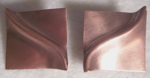 Copper Earrings - Pinched Square - CLIPON