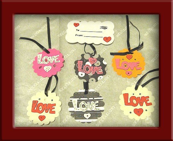 3" Scalloped "Love" Cardstock Hangtags