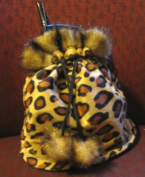 Leopard drawstring mini purse