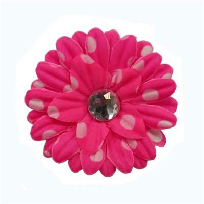 Hot Pink Polka Dot Daisy Clip