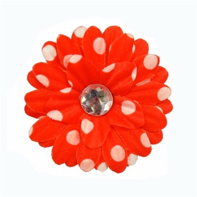 Red Polka Dot Daisy Clip