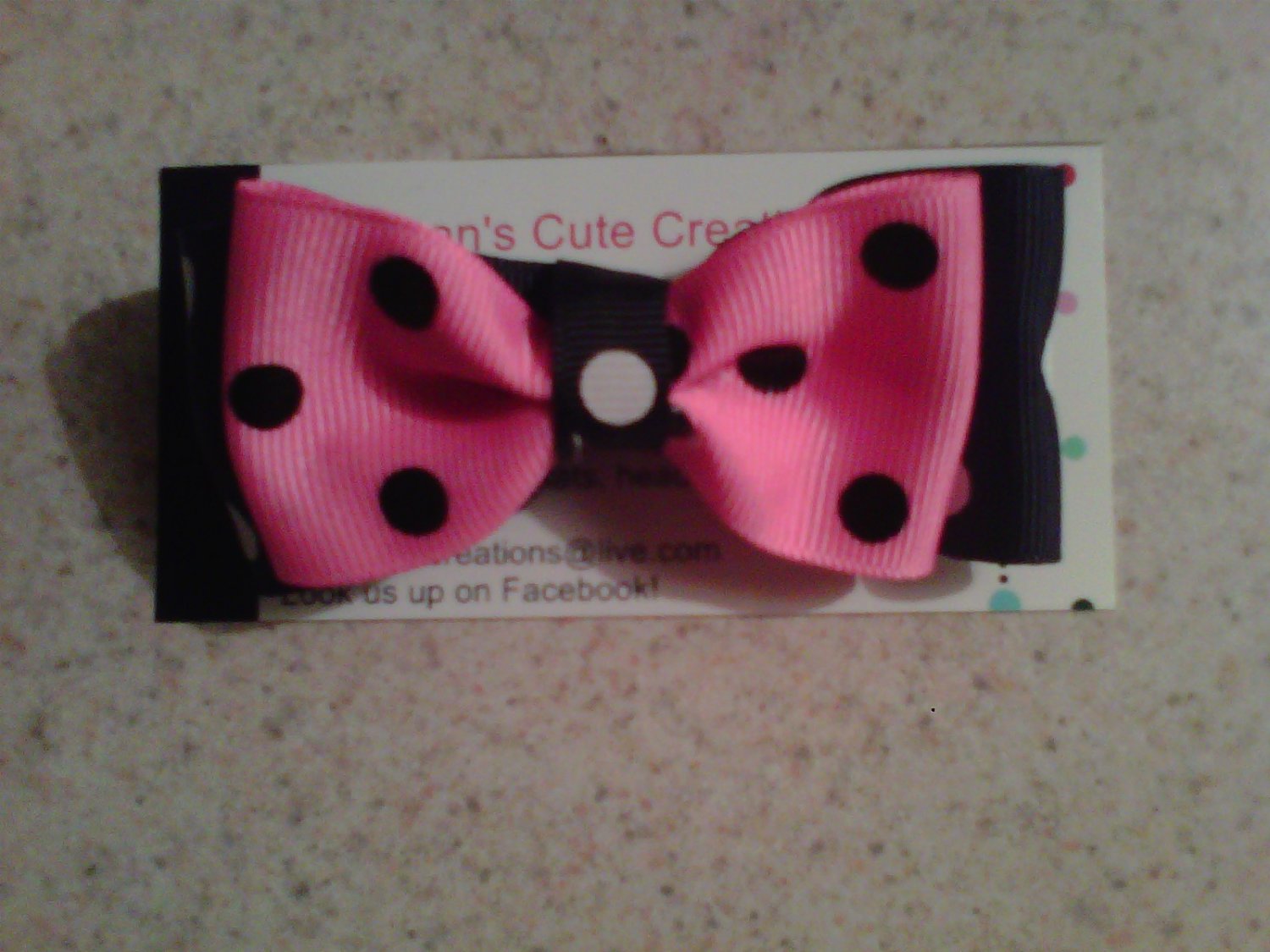 Pink,Black and White Stacked Bow Clip