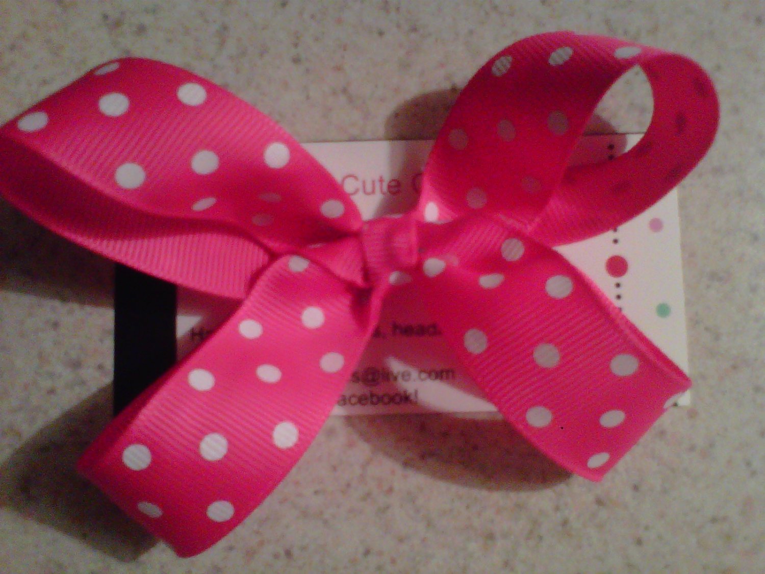 Hot Pink,White Dots Bow Clip