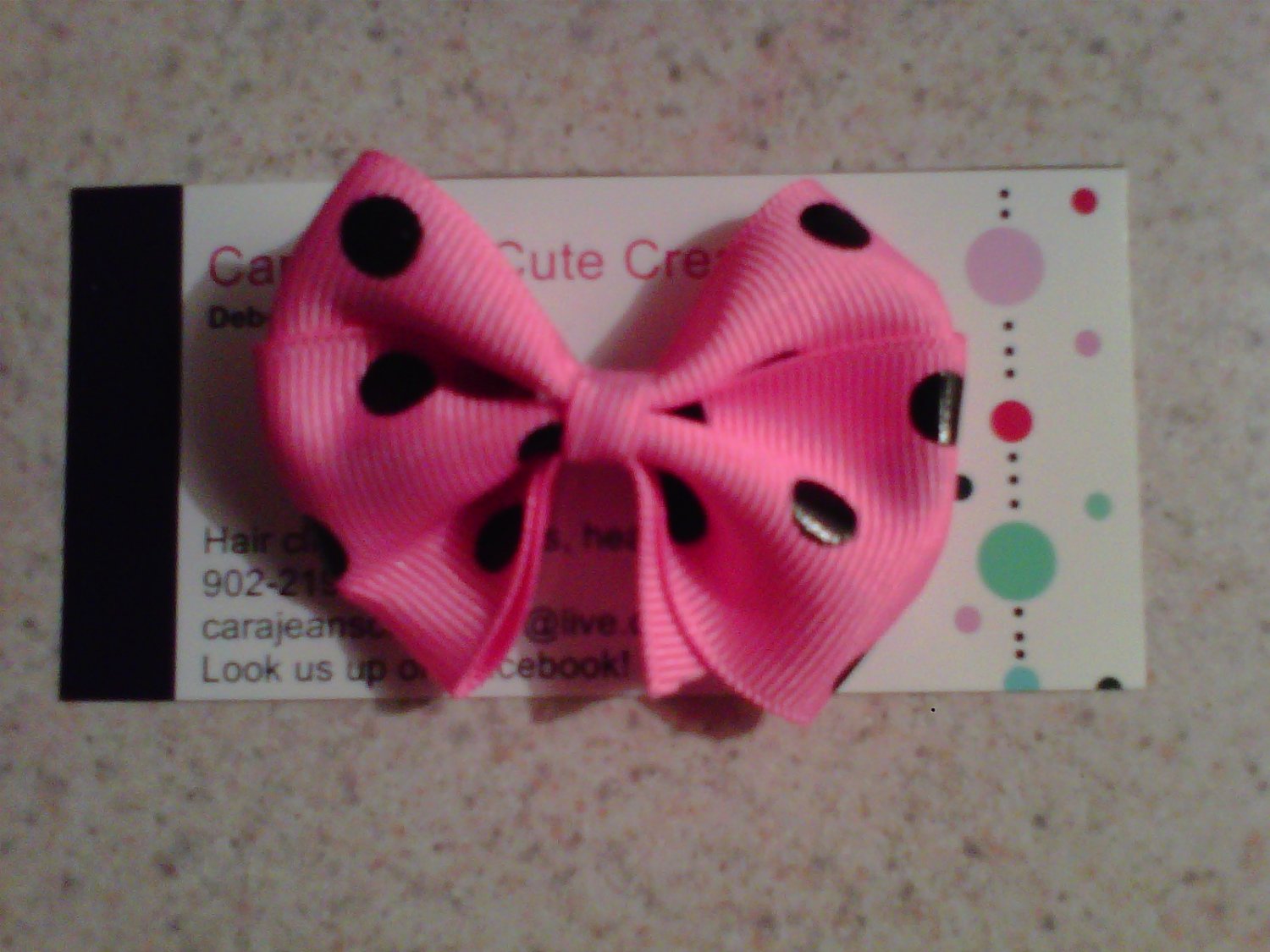 Pink,Black Dots Bow Clip