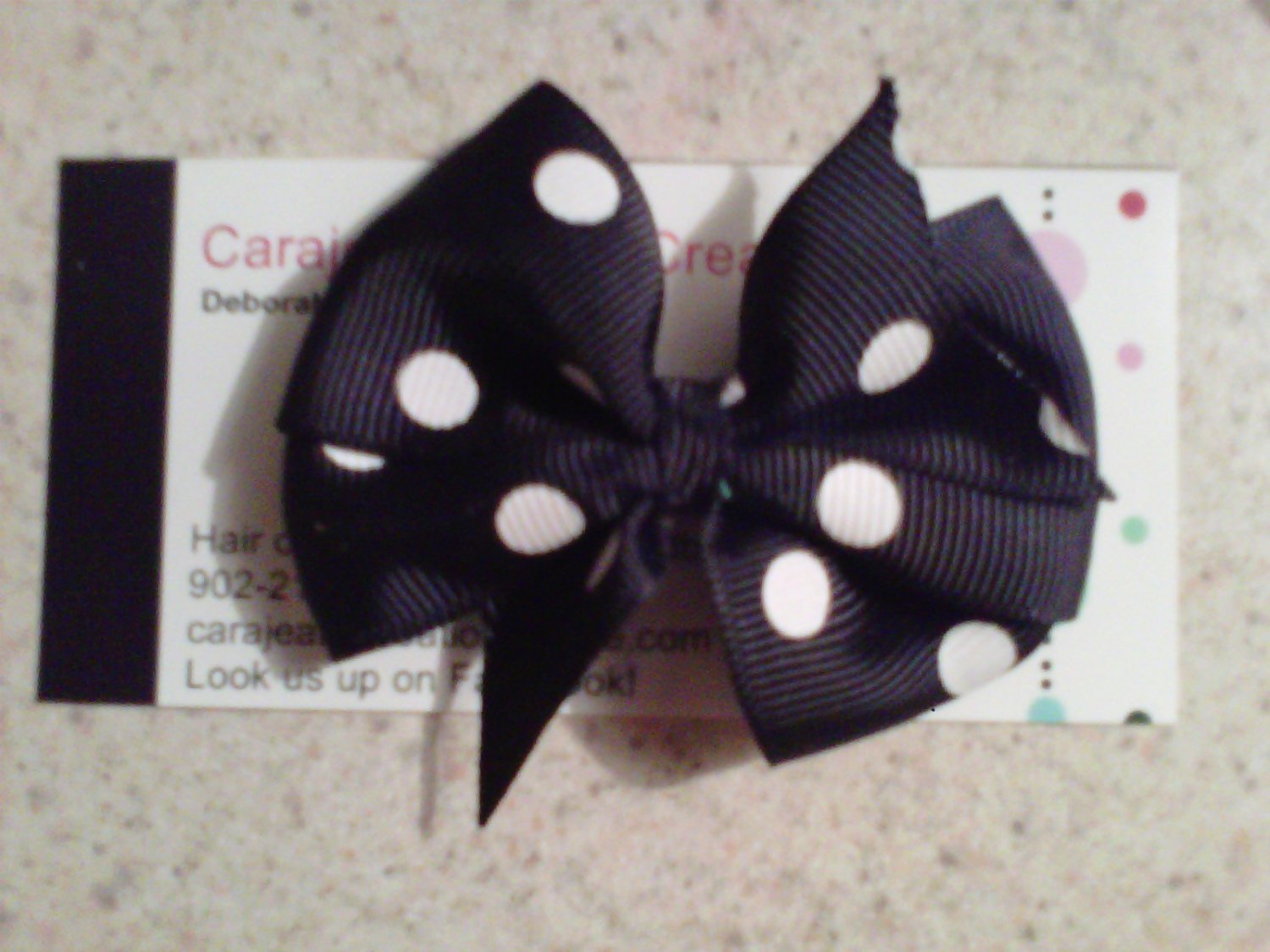Black and White Dots Bow Clip