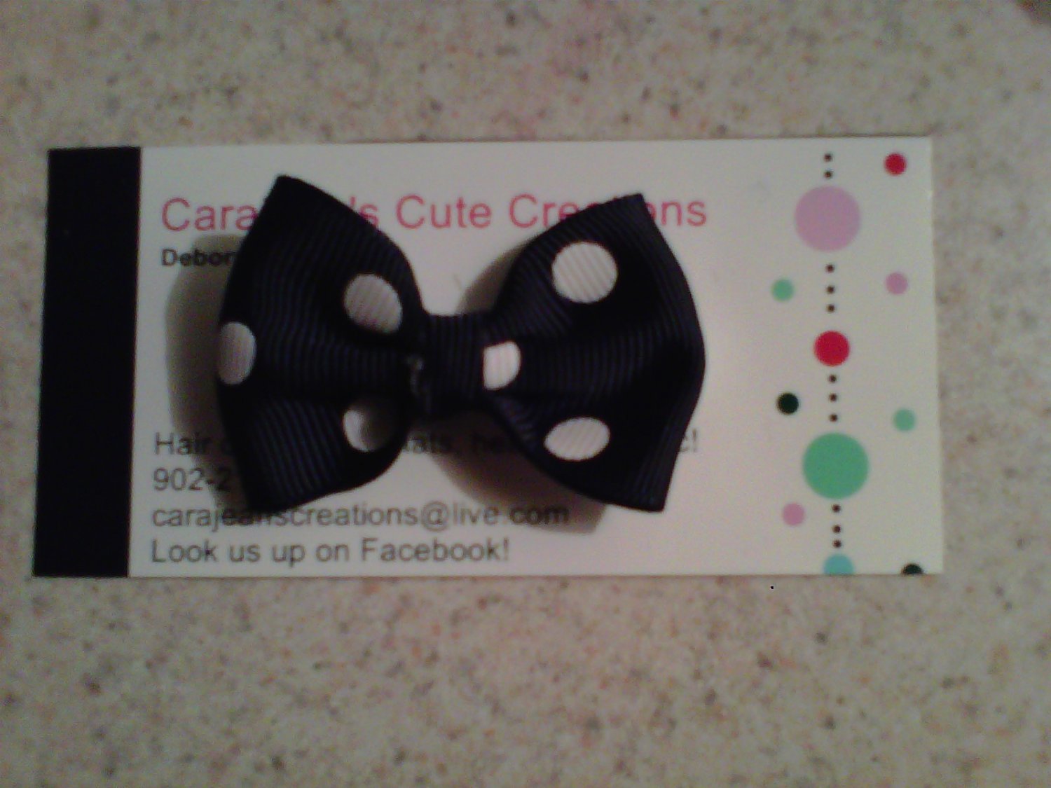 Black,White Dots Boutique Bow Clip