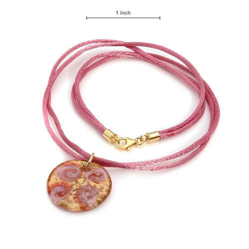 VENETIAURUM - Pink 14K/925 Gold plated Silver and Multicolor Murano Glass Necklace
