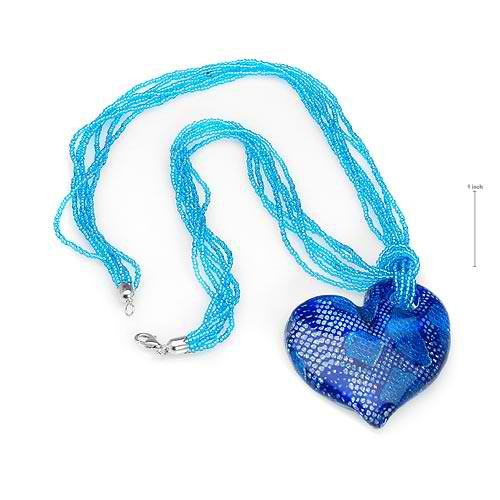 VENETIAURUM Heart with Genuine Glass Beads Sterling Silver Necklace