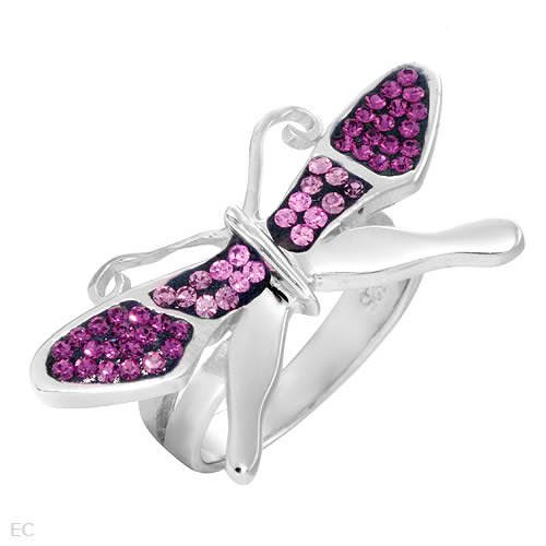 Charming Brand New Ring with Genuine Crystals Blue Violet Enamel
