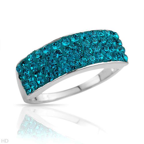 Nice Brand New Channel Ring with Genuine Swarovski Crystals in Green Enamel