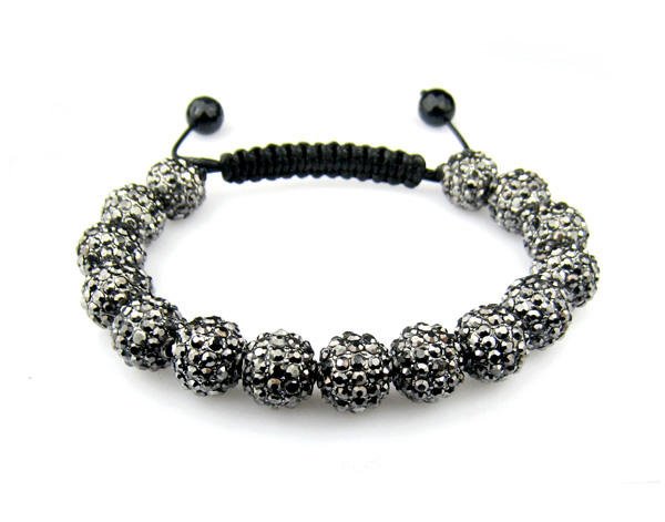 FULLY ICED OUT BLACK HEMATITE SHAMBALLA DISCO BALL JAY-Z BRACELET + FREE BOX