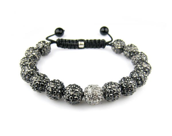 FULLY ICED OUT TWO TONE HEMATITE SHAMBALLA DISCO BALL JAY-Z LEBRON BRACELET + FREE BOX