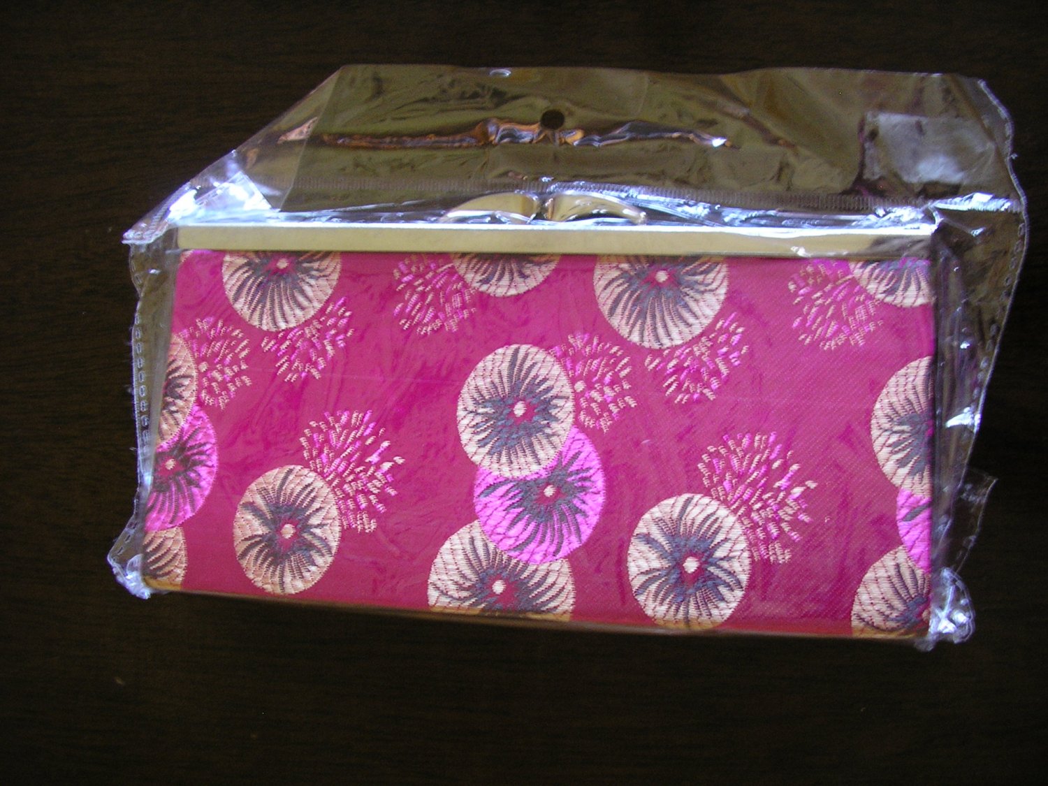 chinese brocade pink fuschia floral evening purse clutch bag