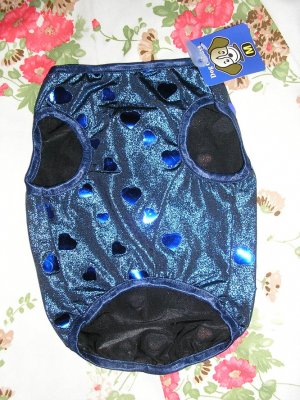 NWT stretch blue sequin hearts metallic lame dog clothes shirt costume dress size large