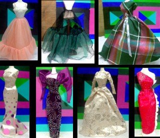 6 Vintage Barbie Gowns & 1 Petticoat Clothing Lot