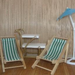 Barbie Beach Chairs, Umbrella & Serving Cart