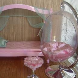Pink Canopy Barbie Bed & Hanging Egg Chair