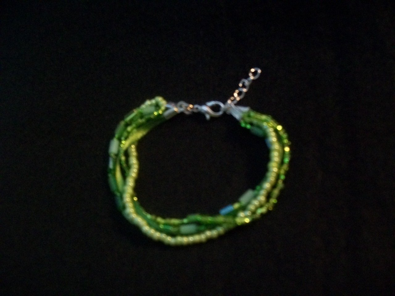 Beaded Ribbon Bracelet-Green