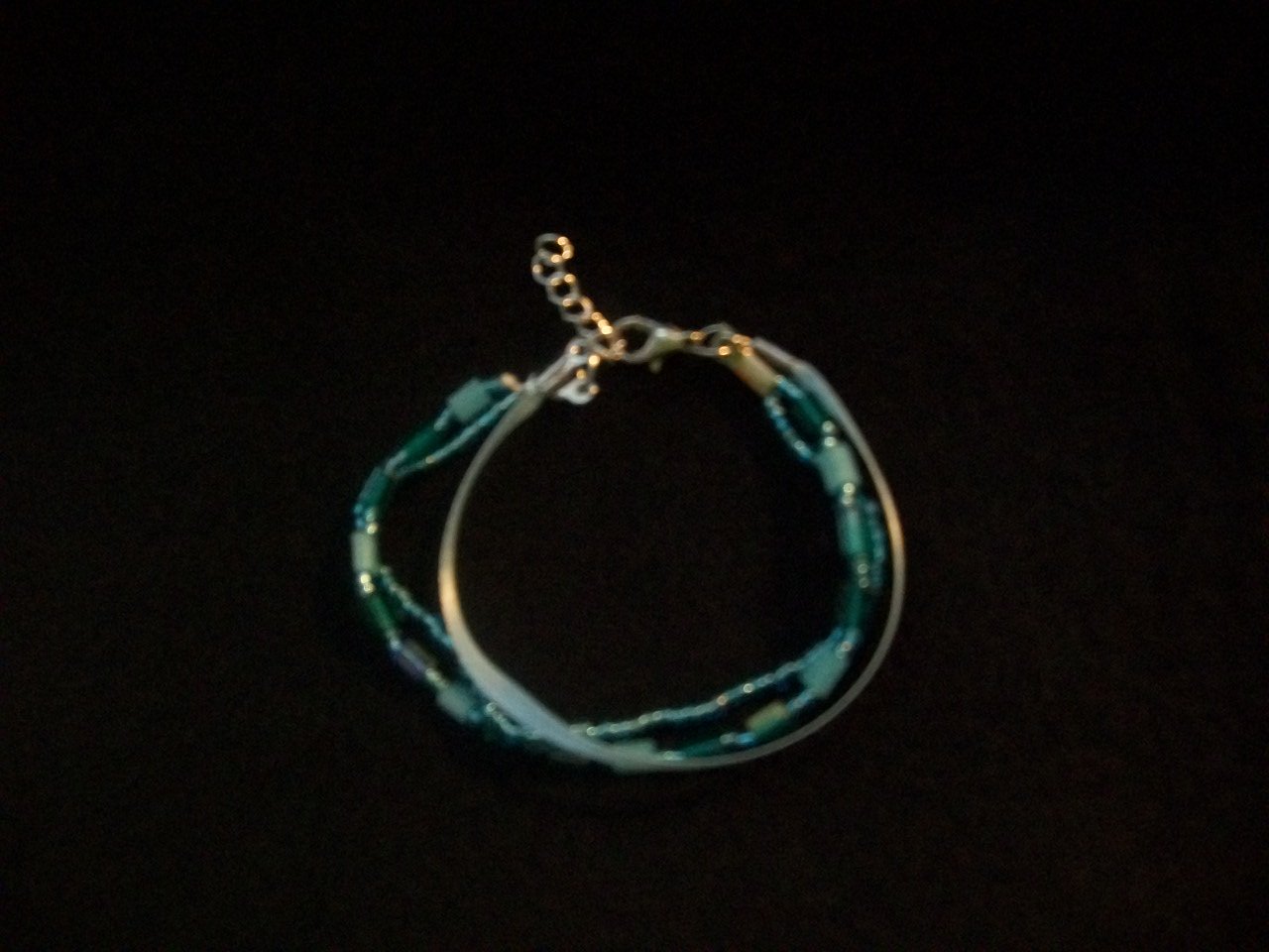 Beaded Ribbon Bracelet-Blue