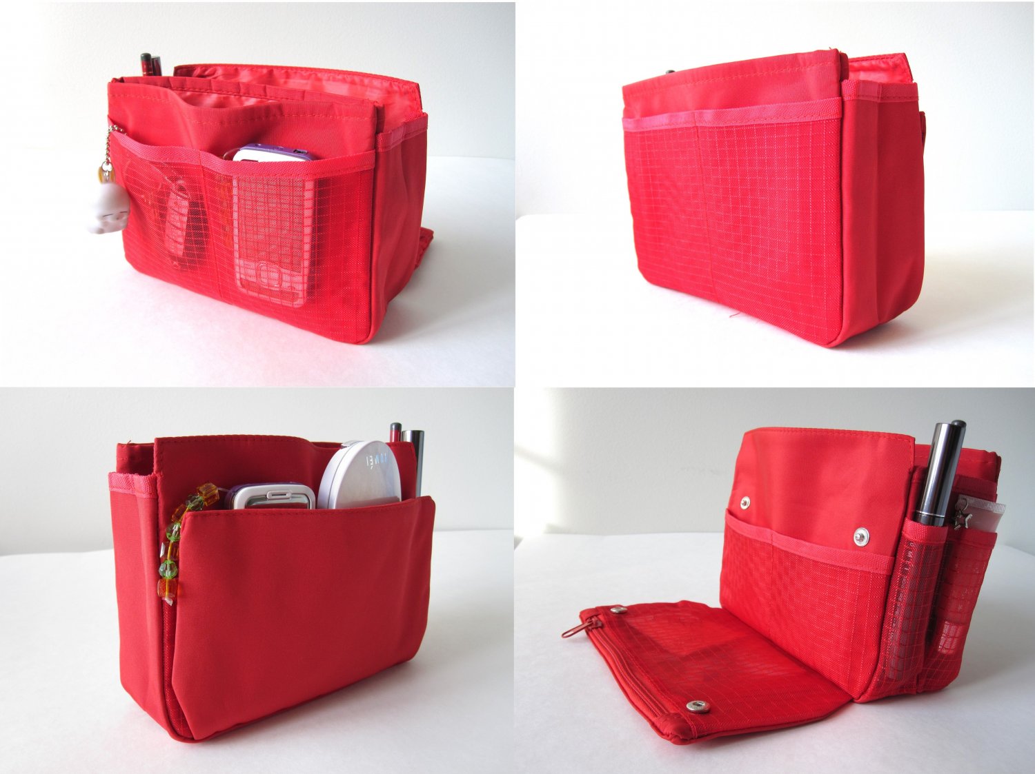 Cute Handbag Bag Purse Organizer Insert (Red)