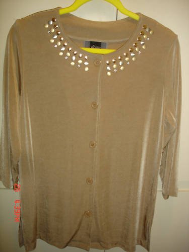 SLINKY BRAND Tan Cardigan w/ studs, S, NWT,REDUCED!