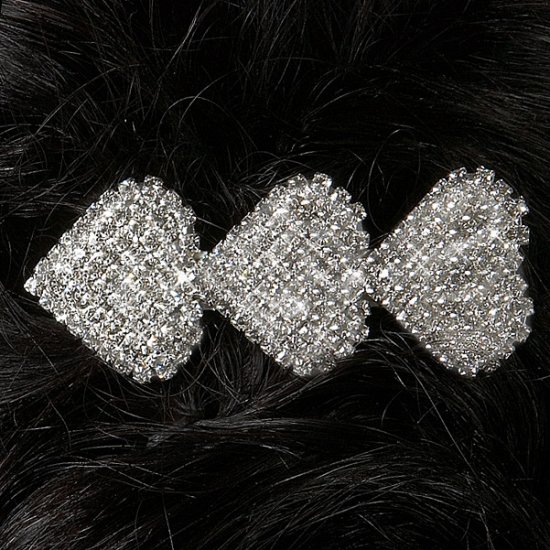 Triple Pave Heart Rhinestone Barrette