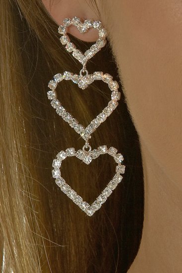 Triple Heart Rhinestone Earrings