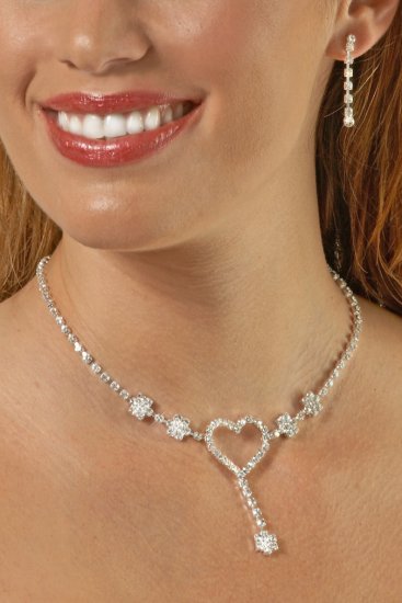 Swarovski Crystal Large Heart with Drop Necklace Set