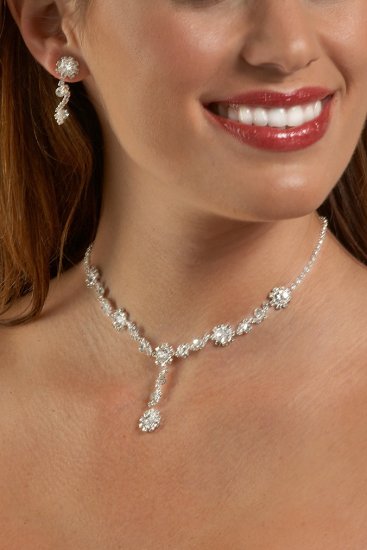 Curvy Floral Rhinestone Necklace Set