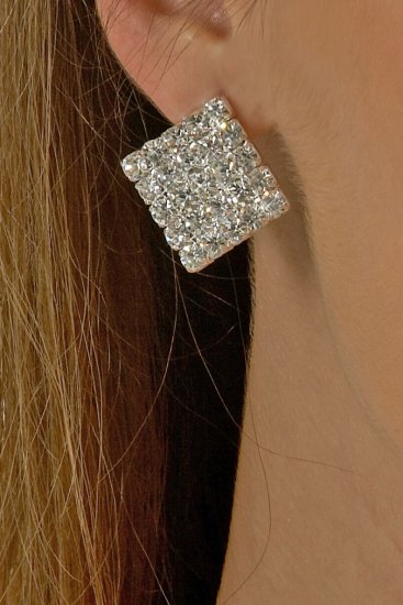 Large Square Rhinestone Earrings