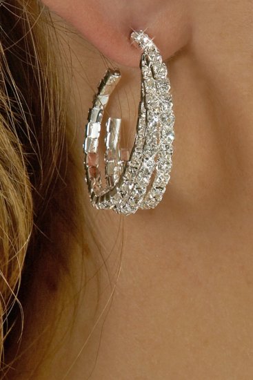Twisted Hoop Rhinestone Earrings