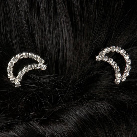 Rhinestone Crescent Moon Barrettes