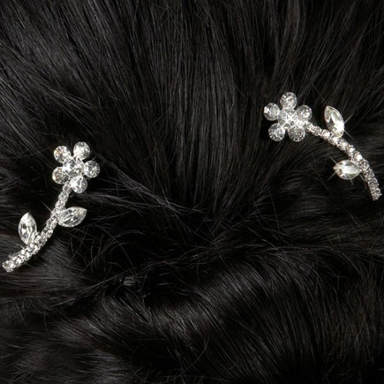 Flower Power Rhinestone Barrettes