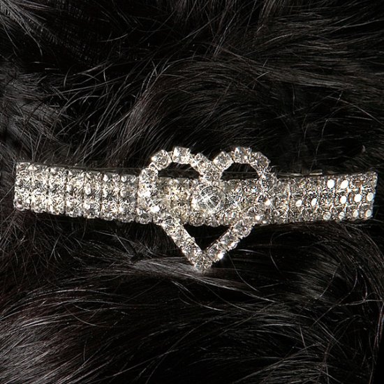 Single Heart Rhinestone Barrette
