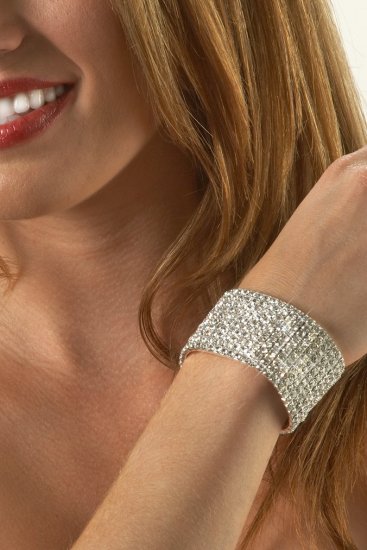 10-Row Clear Rhinestone Bracelet