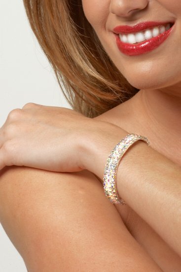3-Row AB Rhinestone Bracelet