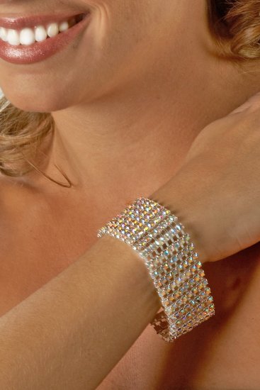 8-Row AB Rhinestone Clasp Bracelet