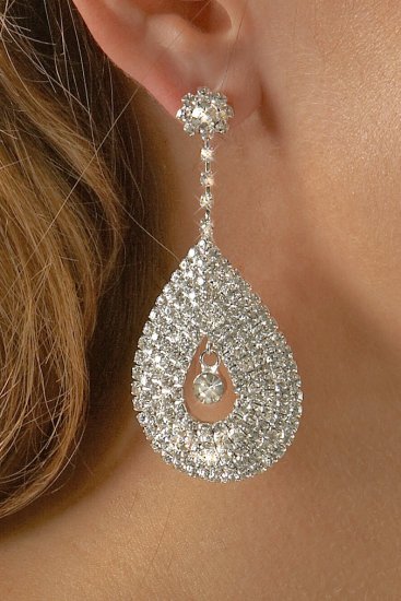 Large Drop Rhinestone Earrings