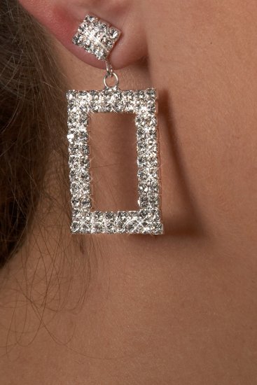 Rectangular Rhinestone Earrings